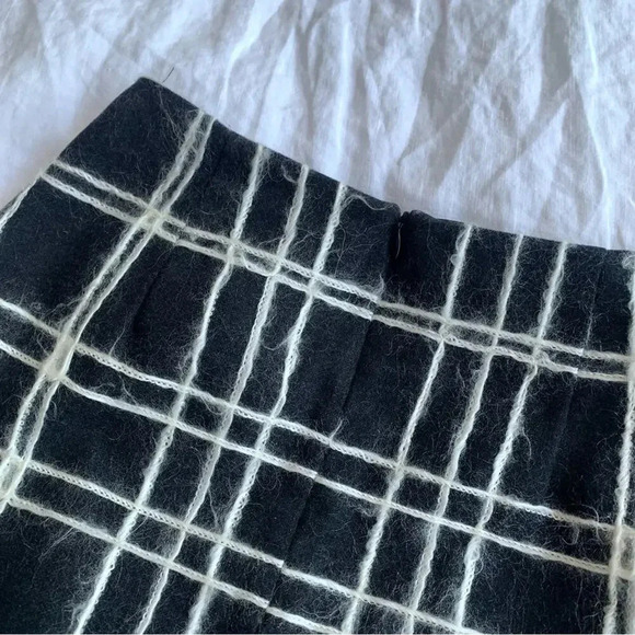 Vintage Anna Sui Fall 1999 90s Striped Plaid Wool Fuzzy Brushed Pencil Skirt - Picture 7 of 9